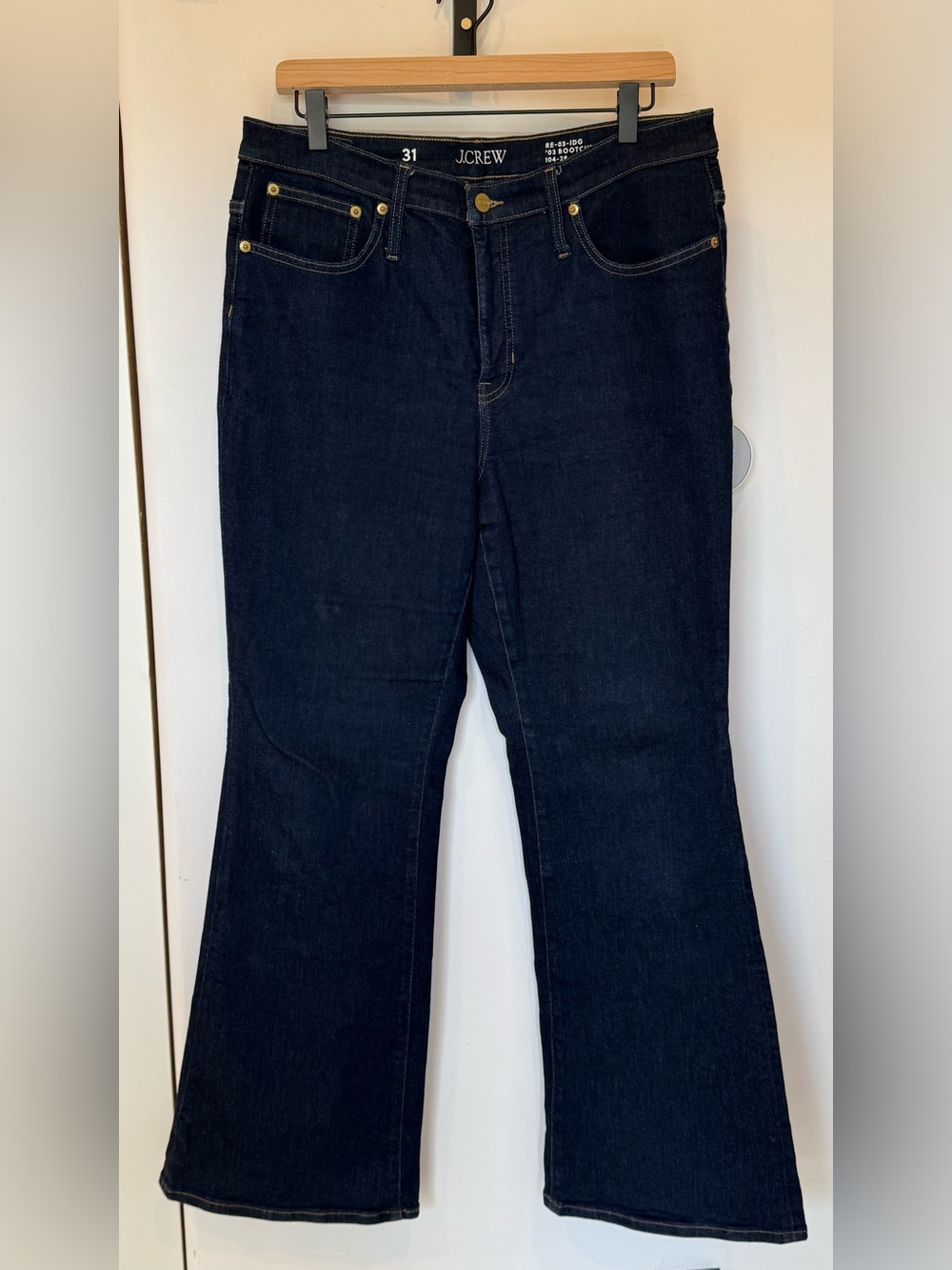J. Crew Dark Blue Wash Wide Leg Jeans - Gold Hardware